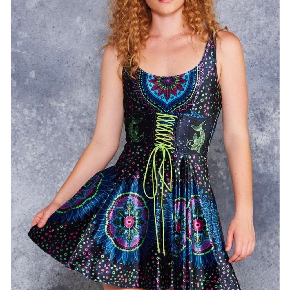 BLACKMILK TANGLED UP IN NEON VELVET CORSET DRESS